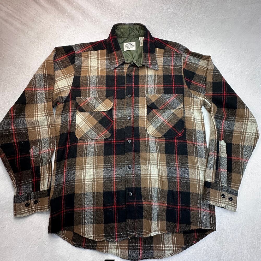 VTG 80s Fieldmaster Plaid Wool Flannel Shirt Jacket Men's M